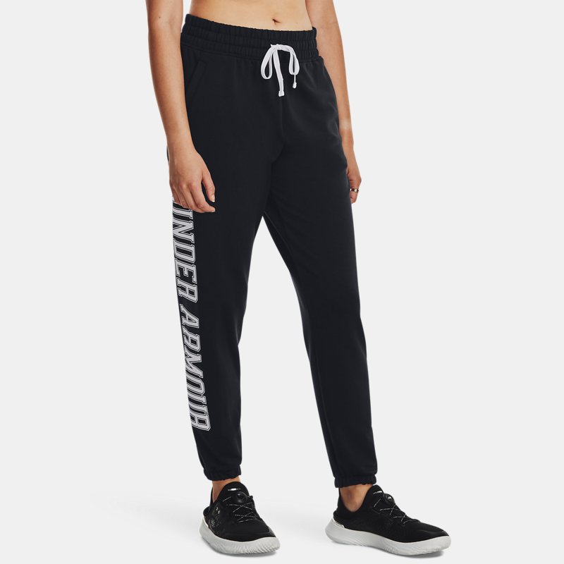 Women's Under Armour Rival Terry Graphic Joggers Black / White XS